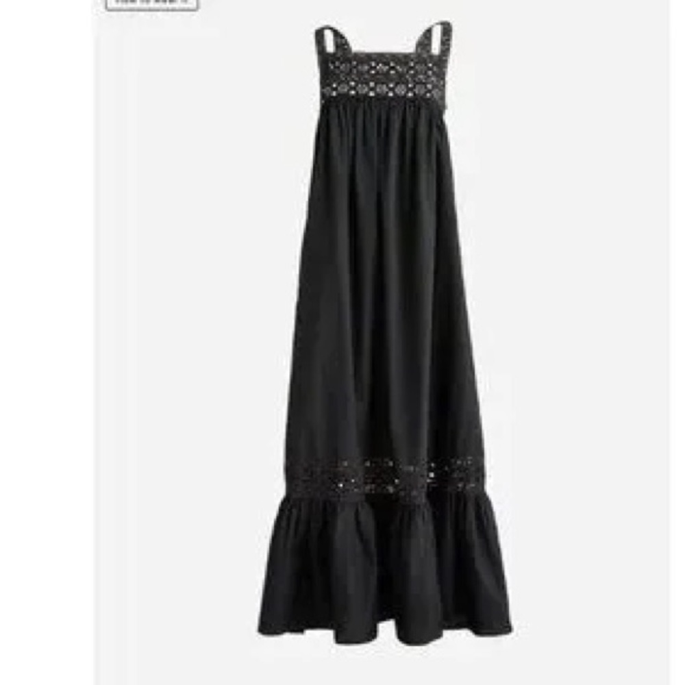 J. Crew Black Athena Maxi Dress with Eyelet Details